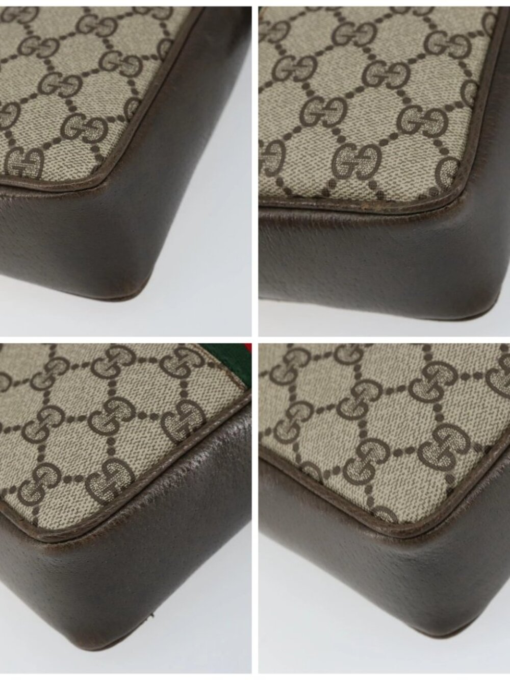 GUCCI GG Supreme Web Sherry Line Shoulder Bag PVC Beige Gold Auth 163502 - Picture 15 of 16